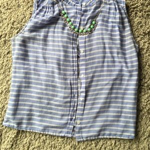 COPY - J. Crew striped blue linen tank